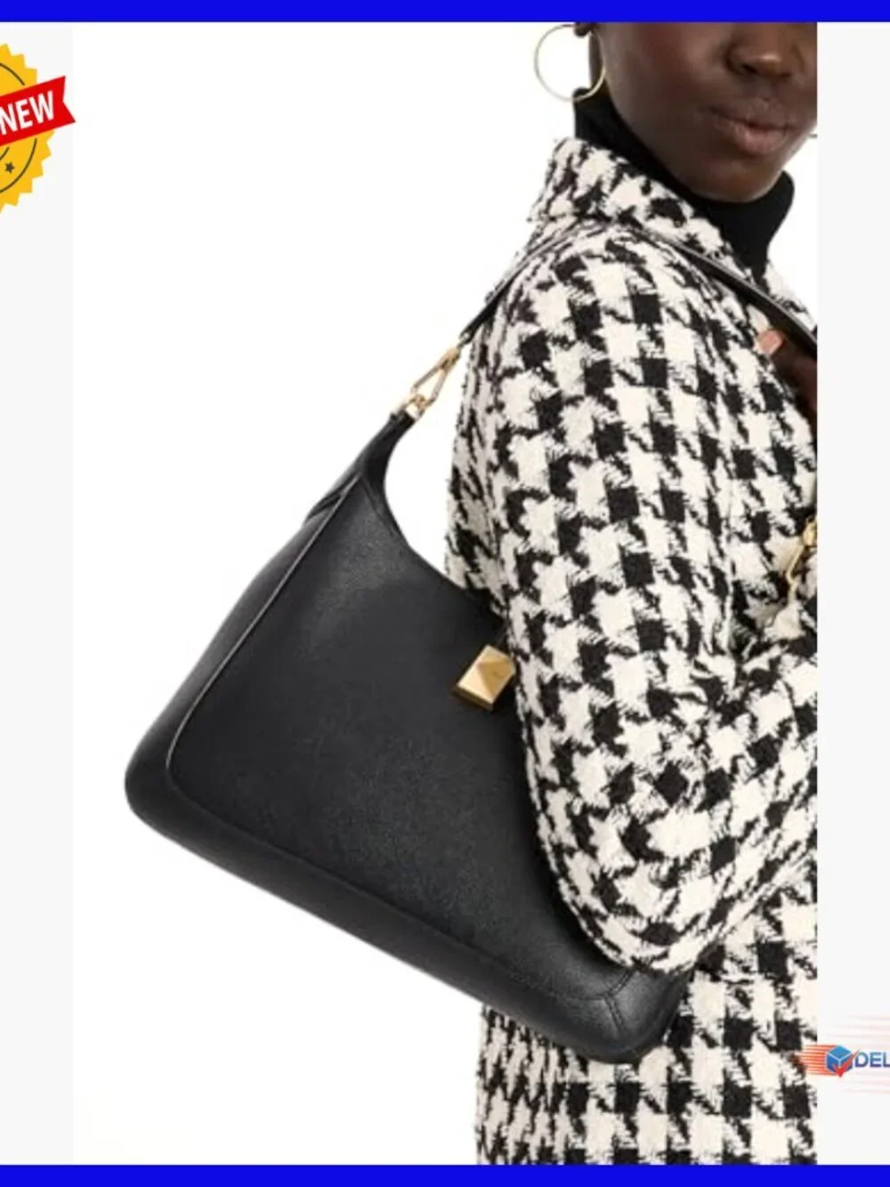 Pebbled Leather Hobo Bag with Adjustable Crossbody Strap, Fits iPad